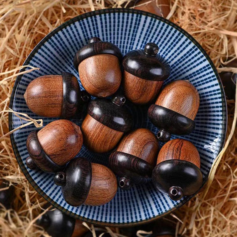 Wooden Travel Pill Case, Log color Solid Wood Medicine Pill Box, Acorn Shape Pill Organizers, Granule Capsules Storage Box Medicine for Outdoor (Pear) - Image 4